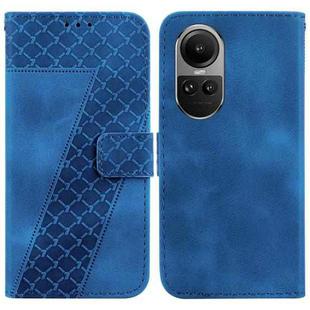 For OPPO Reno10 5G / Reno10 Pro Global Seven-shaped Embossed Leather Phone Case(Blue)