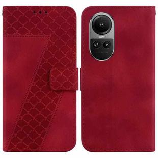 For OPPO Reno10 5G Global/Reno10 Pro Global 7-shaped Embossed Leather Phone Case(Red)