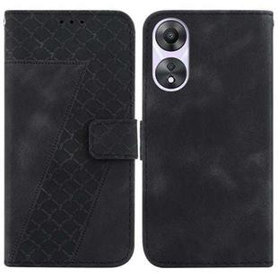 For OPPO A58 4G 7-shaped Embossed Leather Phone Case(Black)