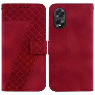 For OPPO A38 4G / A18 Seven-shaped Embossed Leather Phone Case(Red)