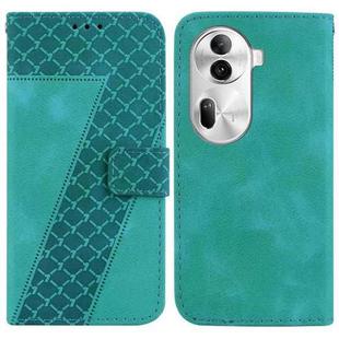 For OPPO Reno 11 Pro 5G Global Seven-shaped Embossed Leather Phone Case(Green)