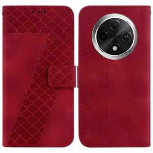 For OPPO A3 Pro 5G 7-shaped Embossed Leather Phone Case(Red)