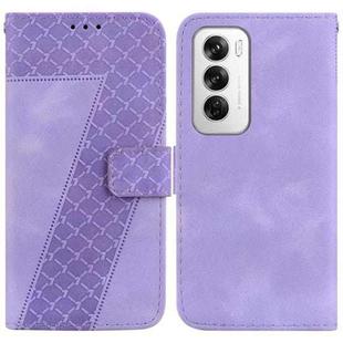 For OPPO Reno12 5G Global Seven-shaped Embossed Leather Phone Case(Purple)