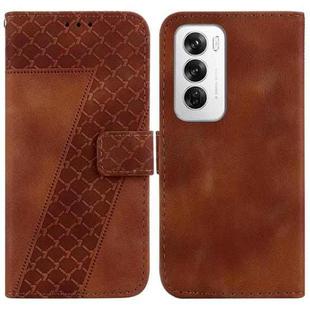 For OPPO Reno12 5G Global Seven-shaped Embossed Leather Phone Case(Brown)