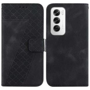 For OPPO Reno12 5G Global Seven-shaped Embossed Leather Phone Case(Black)