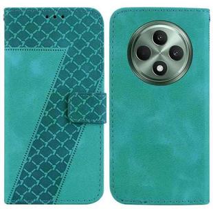 For OPPO Reno12 F 5G Seven-shaped Embossed Leather Phone Case(Green)