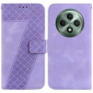 For OPPO Reno12 F 5G Seven-shaped Embossed Leather Phone Case(Purple)