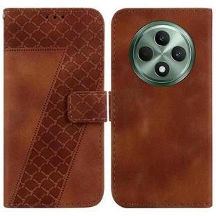 For OPPO Reno12 F 5G Seven-shaped Embossed Leather Phone Case(Brown)