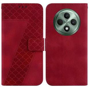 For OPPO Reno12 F 5G Seven-shaped Embossed Leather Phone Case(Red)