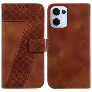 For OPPO Reno13 Global Seven-shaped Embossed Leather Phone Case(Brown)