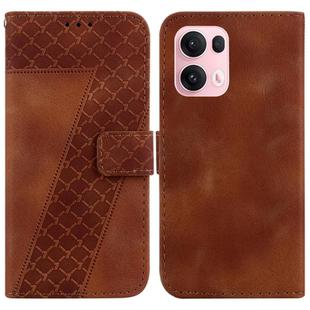 For OPPO Reno13 Pro Global Seven-shaped Embossed Leather Phone Case(Brown)