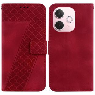 For OPPO A5 Pro 5G Seven-shaped Embossed Leather Phone Case(Red)
