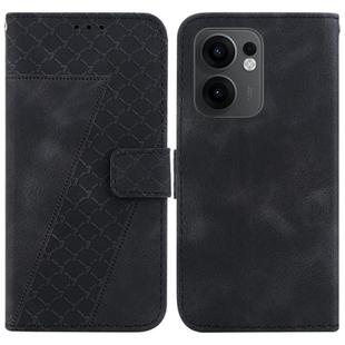 For OPPO Reno13 F 4G / 5G Seven-shaped Embossed Leather Phone Case(Black)