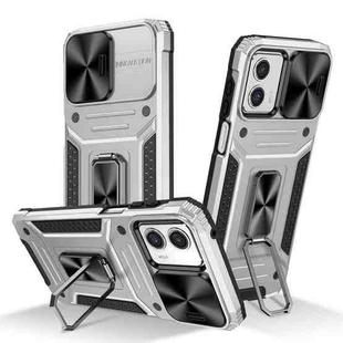 For Motorola Moto G 5G 2023 Camshield Robot TPU Hybrid PC Phone Case(Silver)
