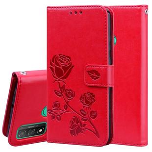 For Huawei P Smart 2020 Rose Embossed Horizontal Flip PU Leather Case with Holder & Card Slots & Wallet(Red)