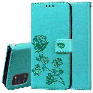 For Samsung Galaxy A31 Rose Embossed Horizontal Flip PU Leather Case with Holder & Card Slots & Wallet(Green)