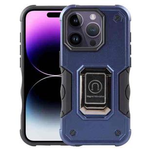 For iPhone 15 Pro Ring Holder Non-slip Shockproof Armor Phone Case(Blue)