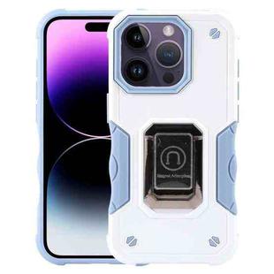 For iPhone 15 Pro Ring Holder Non-slip Shockproof Armor Phone Case(White)