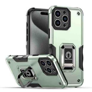 For iPhone 16 Pro Max Ring Holder Non-slip Shockproof Armor Phone Case(Green)