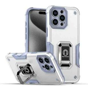 For iPhone 16 Pro Max Ring Holder Non-slip Shockproof Armor Phone Case(White)