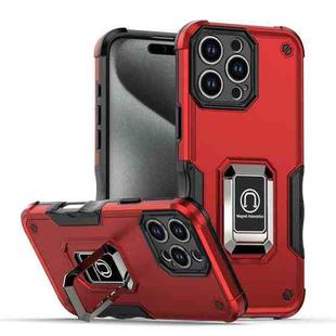 For iPhone 16 Pro Ring Holder Non-slip Shockproof Armor Phone Case(Red)