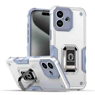 For iPhone 16 Plus Ring Holder Non-slip Shockproof Armor Phone Case(White)