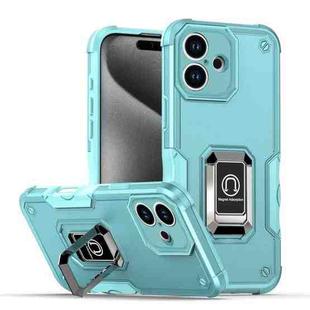 For iPhone 16 Plus Ring Holder Non-slip Shockproof Armor Phone Case(Mint Green)