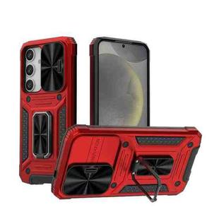 For Samsung Galaxy S24 5G Camshield Robot TPU Hybrid PC Phone Case(Red)