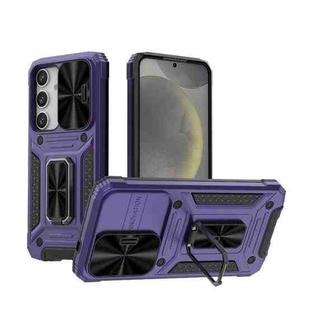 For Samsung Galaxy S24 5G Camshield Robot TPU Hybrid PC Phone Case(Purple)