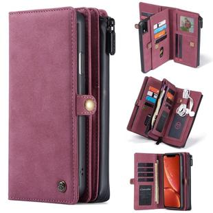 For iPhone XR CaseMe 018 Detachable Multi-functional Horizontal Flip Leather Case with Card Slot & Holder & Zipper Wallet & Photo Frame(Red)