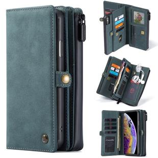 For iPhone XS / X CaseMe 018 Detachable Multi-functional Horizontal Flip Leather Case, with Card Slot & Holder & Zipper Wallet & Photo Frame(Blue)