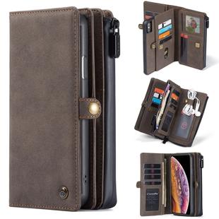 For iPhone XS / X CaseMe 018 Detachable Multi-functional Horizontal Flip Leather Case, with Card Slot & Holder & Zipper Wallet & Photo Frame(Brown)