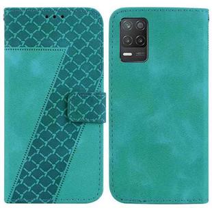 For Realme 8 5G Global/V13 5G/Q3 5G/Narzo 30 5G 7-shaped Embossed Leather Phone Case(Green)