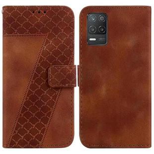 For Realme 8 5G Global/V13 5G/Q3 5G/Narzo 30 5G 7-shaped Embossed Leather Phone Case(Brown)