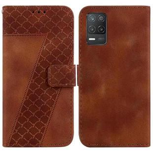 For Realme 8 5G Global / V13 5G / Q3 5G 7-shaped Embossed Leather Phone Case(Brown)