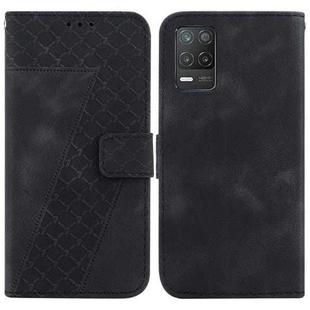 For Realme 8 5G Global/V13 5G/Q3 5G/Narzo 30 5G 7-shaped Embossed Leather Phone Case(Black)
