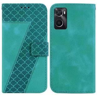 For Realme 9i 7-shaped Embossed Leather Phone Case(Green)
