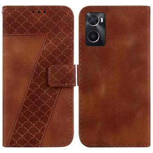 For Realme 9i Seven-shaped Embossed Leather Phone Case(Brown)