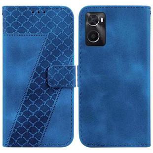 For Realme 9i 7-shaped Embossed Leather Phone Case(Blue)