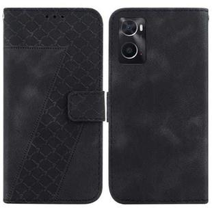 For Realme 9i Seven-shaped Embossed Leather Phone Case(Black)