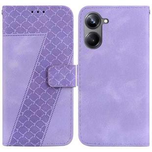 For Realme 10 Pro 5G 7-shaped Embossed Leather Phone Case(Purple)