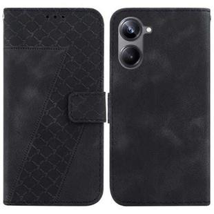 For Realme 10 Pro 5G 7-shaped Embossed Leather Phone Case(Black)