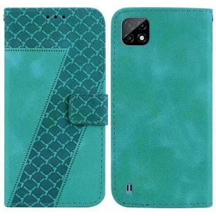 For Realme C20/C11 2021 7-shaped Embossed Leather Phone Case(Green)