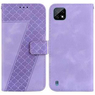 For Realme C20/C11 2021 7-shaped Embossed Leather Phone Case(Purple)