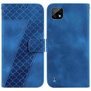 For Realme C20/C11 2021 7-shaped Embossed Leather Phone Case(Blue)