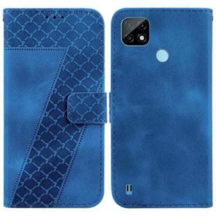 For Realme C21 7-shaped Embossed Leather Phone Case(Blue)