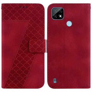 For Realme C21 7-shaped Embossed Leather Phone Case(Red)