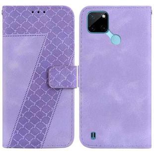 For Realme C21Y Seven-shaped Embossed Leather Phone Case(Purple)