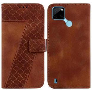 For Realme C21Y 7-shaped Embossed Leather Phone Case(Brown)