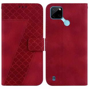 For Realme C21Y 7-shaped Embossed Leather Phone Case(Red)